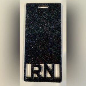 RN Badge Buddy Glittery Black